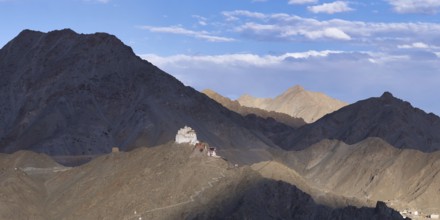 The Namgyal Tsemo Gompa monastery on Tsenmo Hill, a viewpoint over Leh, Ladakh, Jammu and Kashmir,