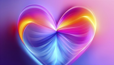 Minimalist heart shape pulsing with vibrant colors, softly expanding and contracting to evoke