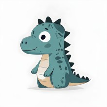 Simple cartoon dinosaur with a white background, abstract illustration, AI generated