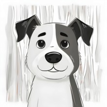 A simple cartoon dog with a white background, abstract graphical wallpaper illustration, AI