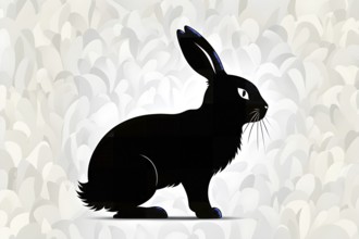 Abstract black icon of an Easter bunny, AI generated