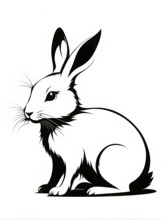 Abstract black icon of an Easter bunny, AI generated