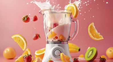 Fruit cocktail prepared in a blender. Healthy diet and healthy food. Healthy snack of organic food