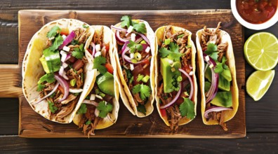 Mexican platillo tacos with barbacoa barbecue. Healthy diet concept, AI generated