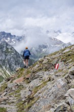 Hikers in the high mountains, Lasörling Höhenweg, Lasörling Höhenweg, Austria, Europe