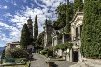 Cemetery, Monumental cemetery, Morcote, Lake Lugano, Lago di Lugano, Canton Ticino, Switzerland,