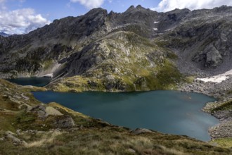 Lago Superiore and Lago di Sassola, behind Ticino mountains, Sambuco valley, Vale Sambuco, near