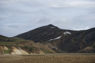 Rhyolite mountains, volcanic landscape, colourful erosion landscape with mountains,