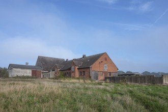 Empty cowshed of a former LPG of the former GDR, Mecklenburg-Vorpommern, Germany, Europe