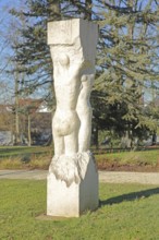 Sculpture L-Caryatid for tolerance and acceptance by Dietmar Schmid 2019, stone sculpture, modern