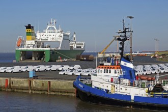 Odyseusz, outer harbour, Emden, Eddystone, Ro-Ro Cargo Ship, car transporter, car loading, East