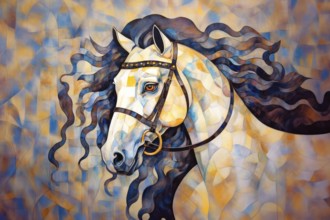 Abstract Portrait of a horse, AI generated