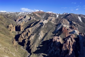 Colorful rock formations in the Valle Lunar, section of the Jeinimeni National Park, Patagonia,