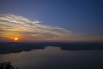 Aerial View over Lake Lucerne and Mountain in Sunset in Lucerne, Switzerland, Europe