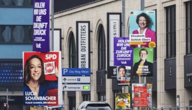 Election posters for the Bundestag election 2025, BTW25. Election advertising of various parties on