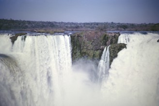 Waterfalls of Iguazu on the Iguazu River on the border between Brazil and Argentina, South America,