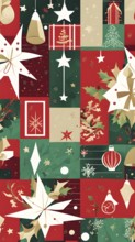 Abstract mix of traditional Christmas symbols arranged in a vibrant modern style, AI generated