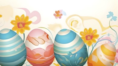 Abstract illustration of Easter with swirling pastel colors, resembling the soft hues of painted