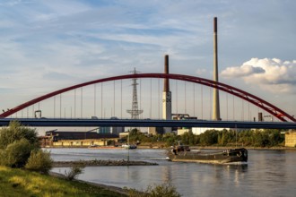 The Bridge of Solidarity, the longest tied-arch bridge in Germany, over the Rhine from