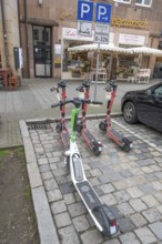 Designated car park for e-scooters, Nuremberg, Middle Franconia, Bavaria, Germany, Europe