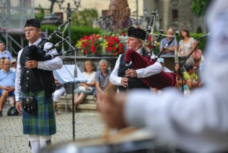 Bagpipe orchestra, Pipe concert, Sigmaringen, Baden-Württemberg, Germany, Europe