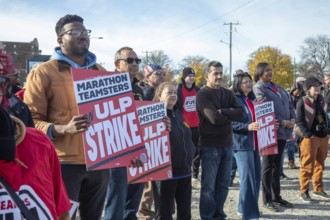 Detroit, Michigan USA, 9 November 2024, Members of the Teamsters Union are joined by members of the