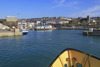 Cape Clear ferry approaching the harbour at Baltimore, County Cork, Ireland, Irish Republic, Europe