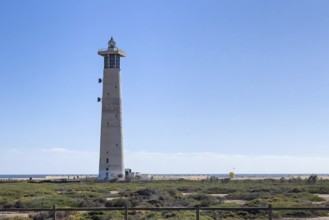 Lighthouse Faro Morro Jable at southeast coast of peninsula Jandia of Fuerteventura at coast of