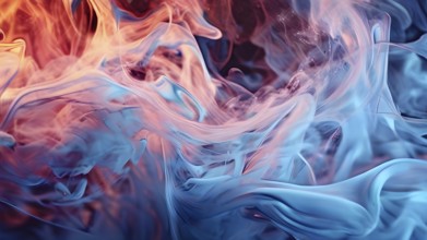 Abstract art of cyan liquid smoke in dynamic motion, AI generated