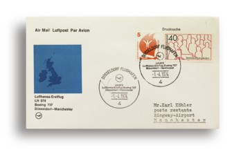 First flight letter, first flight cover, Lufthansa first flight LH074 with Boeing 737 from