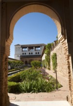 Patio de la Acequia, Court of the water Channel, Generalife palace gardens, Alhambra, Granada,