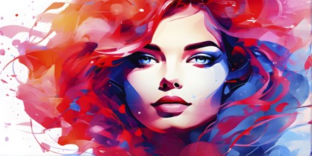 AI generated abstract portrait in vector art foundation watercolor textures with overlapping