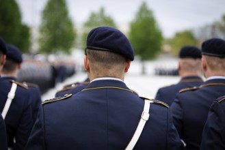 Air force soldiers of the guard battalion, photographed during the final roll call of the