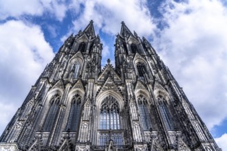 Cologne Cathedral, view of the west façade, on the north tower one of the rare occasions without