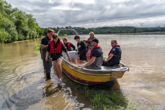 High water on the Ruhr, after long heavy rainfall the river came out of its bed and flooded the