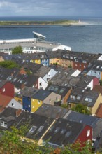 View of the lowlands and the dune from the Oberland Promenade, architecture, roof gables, roofs,