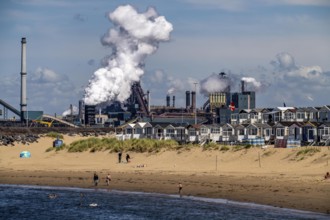 The Tata Steel steel and smelting works in IJmuiden, Velsen, North Holland, Netherlands, largest