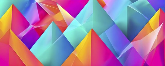 Modern abstract cover template with vibrant perspective 3d geometric prism shapes, AI generated