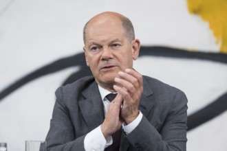 Olaf Scholz (Federal Chancellor of the Federal Republic of Germany, SPD) at a press conference