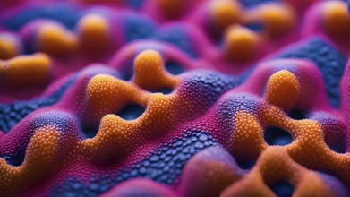 Nano material inspired by gecko feet with intricate patterns and vibrant colors representing