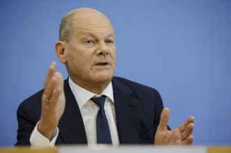 Olaf Scholz (SPD), Federal Chancellor, presents the 2025 budget at the BPK. Berlin, 05.07.2024.