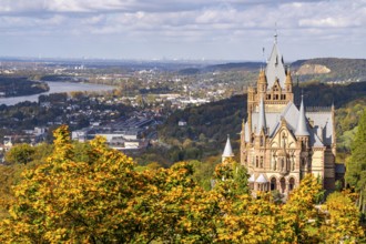 Drachenburg Castle, on the Drachenfels, a mountain in the Siebengebirge on the Rhine between Bad