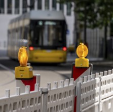 Roadworks and barriers, Oranienburger Straße, Berlin-Mitte, Germany, Europe