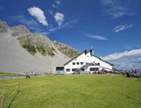 Restaurant and service building at the Seegrube, Innsbrucker Nordkettenbahnen, mountains of the