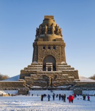 Monument to the Battle of the Nations on a winter's day with snow, Leipzig, Saxony, Germany, Europe