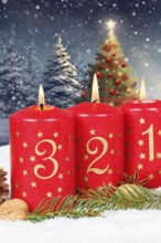 Third 3rd Advent with candle Christmas Christmas tree Christmas card for Christmas time with copy