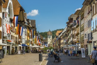 Historic town houses in Kaiserstrasse, pedestrian zone in the old town, Waldshut, Waldshut-Tiengen,