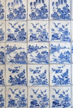 Blue and white porcelain tiles, Paradesi Synagogue, Matancherry, Jew Town, Cochin, Kerala, India,