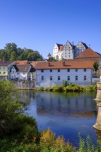 Danube with Scheer Castle, Scheer, Upper Danube nature park Park, Baden-Württemberg, Germany,