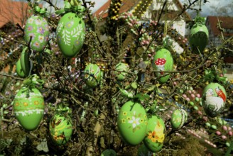 Easter custom, Easter fountain in Franconian Switzerland, detail, here in Bieberbach, district of